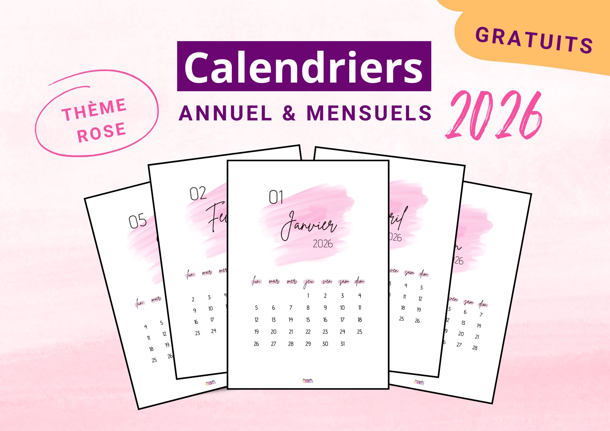 Calendriers Rose Pour L ann e 2026 AnneSo Orga Calendriers Rose Pour L ann e 2026 AnneSo Orga